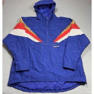 Adidas Originals Adventure Windbreaker Anorak Jacket Mens 2XL XXL 1/2 Zip Royal